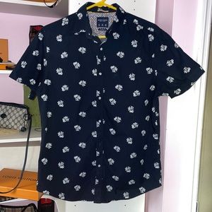 Denim & flower shirt sleeve button up